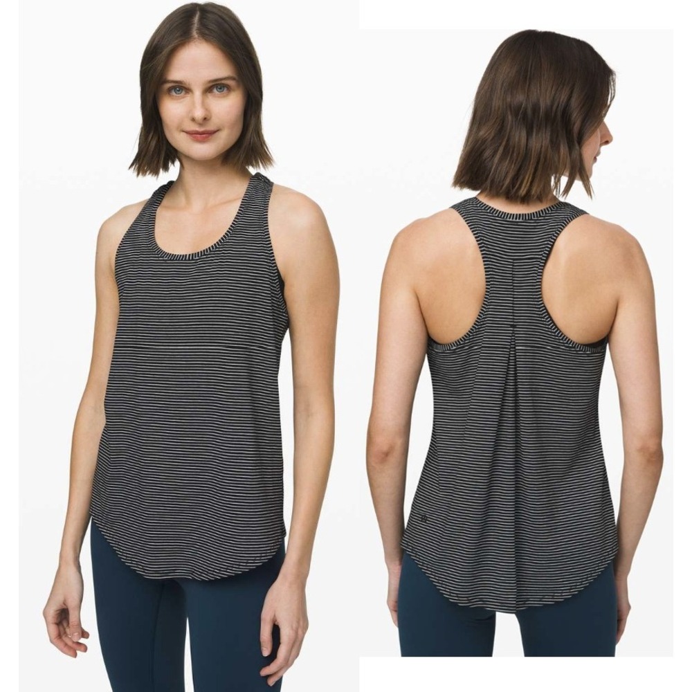 Lululemon Love Tank‎ Pleated in Hype Stripe Black White Size 10